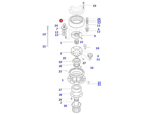 104-00019 रिंग गियर DOOSAN सौर 130-V खुदाई स्विंग न्यूनीकरण गियर के लिए: